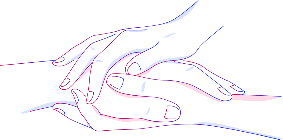 Desenho de mãos unidas significando apoio e carinho.